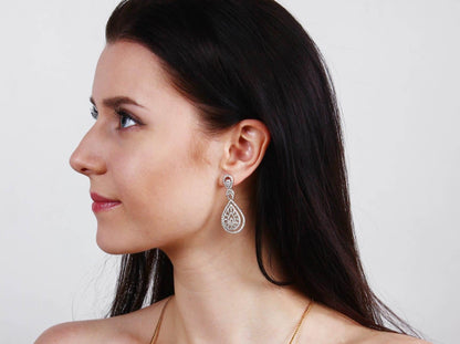 Long Diamond Wedding Earrings - Jewelslane