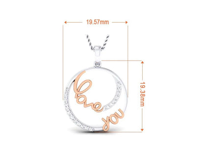 Love You diamond Pendant in Gold - Jewelslane
