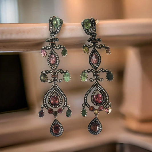 Chandelier Earrings with Tourmaline - Jewelslane