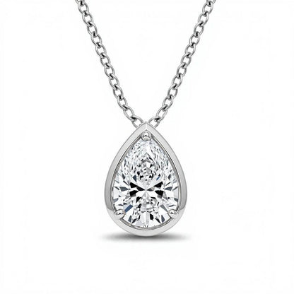 Natali Pear Shape Bezel set lab Diamond Pendant - Jewelslane