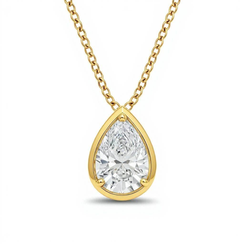 Natali Pear Shape Bezel set lab Diamond Pendant - Jewelslane
