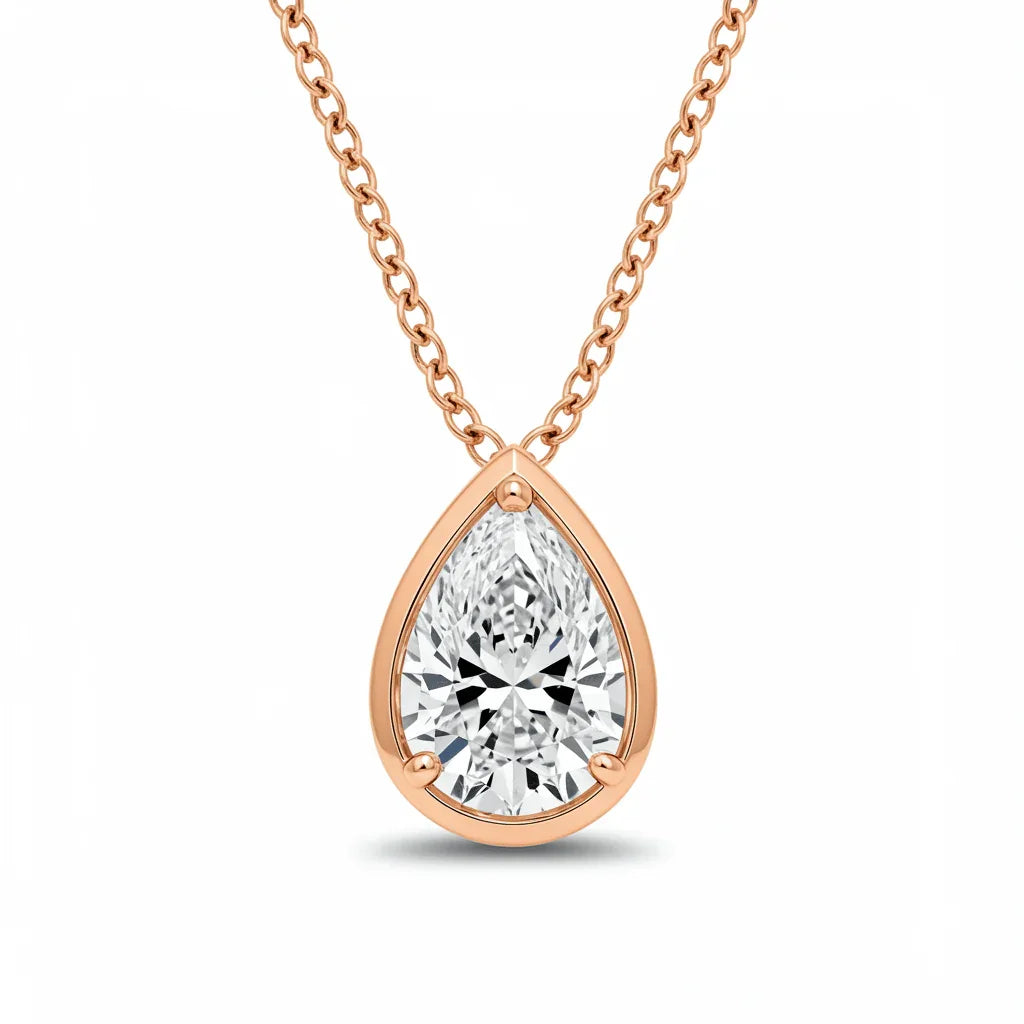Natali Pear Shape Bezel set lab Diamond Pendant - Jewelslane