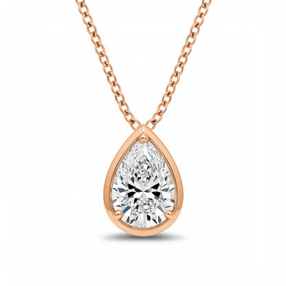 Natali Pear Shape Bezel set lab Diamond Pendant - Jewelslane
