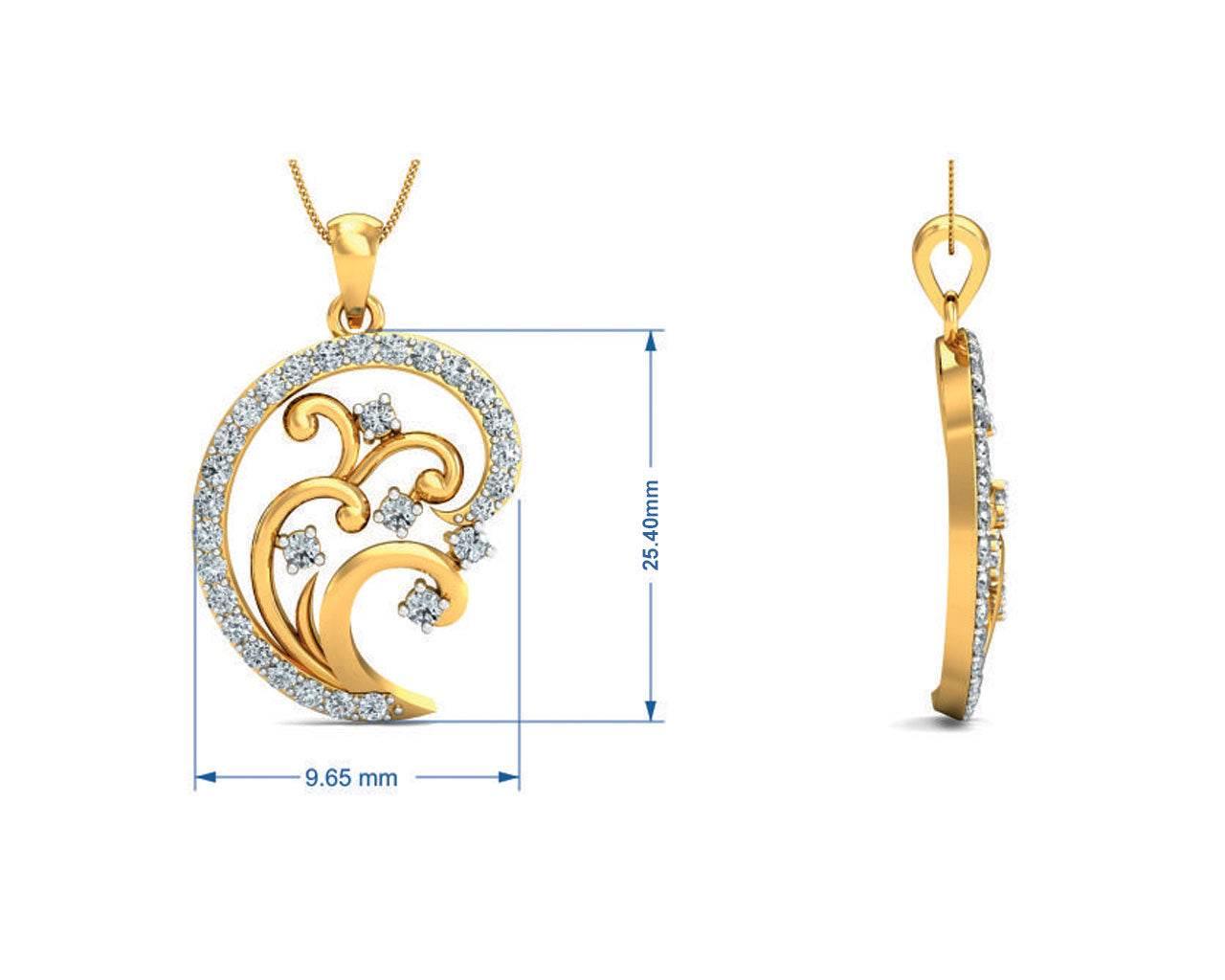 Nawra Diamond Pendant in Gold - Jewelslane