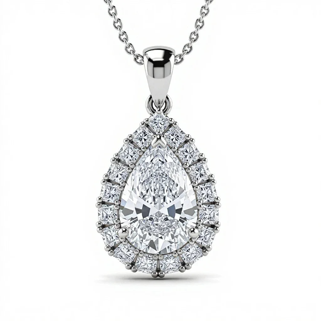 Niki Pear Shape Lab Solitaire Diamond Pendant in Yellow Gold, Rose Gold, and White Gold – JewelsLane