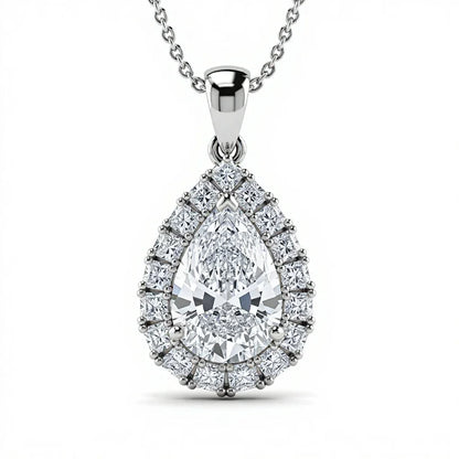 Niki Pear Shape Lab Solitaire Diamond Pendant in Yellow Gold, Rose Gold, and White Gold – JewelsLane