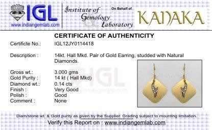 Gold Earrings with Diamonds Hangers - Jewelslane
