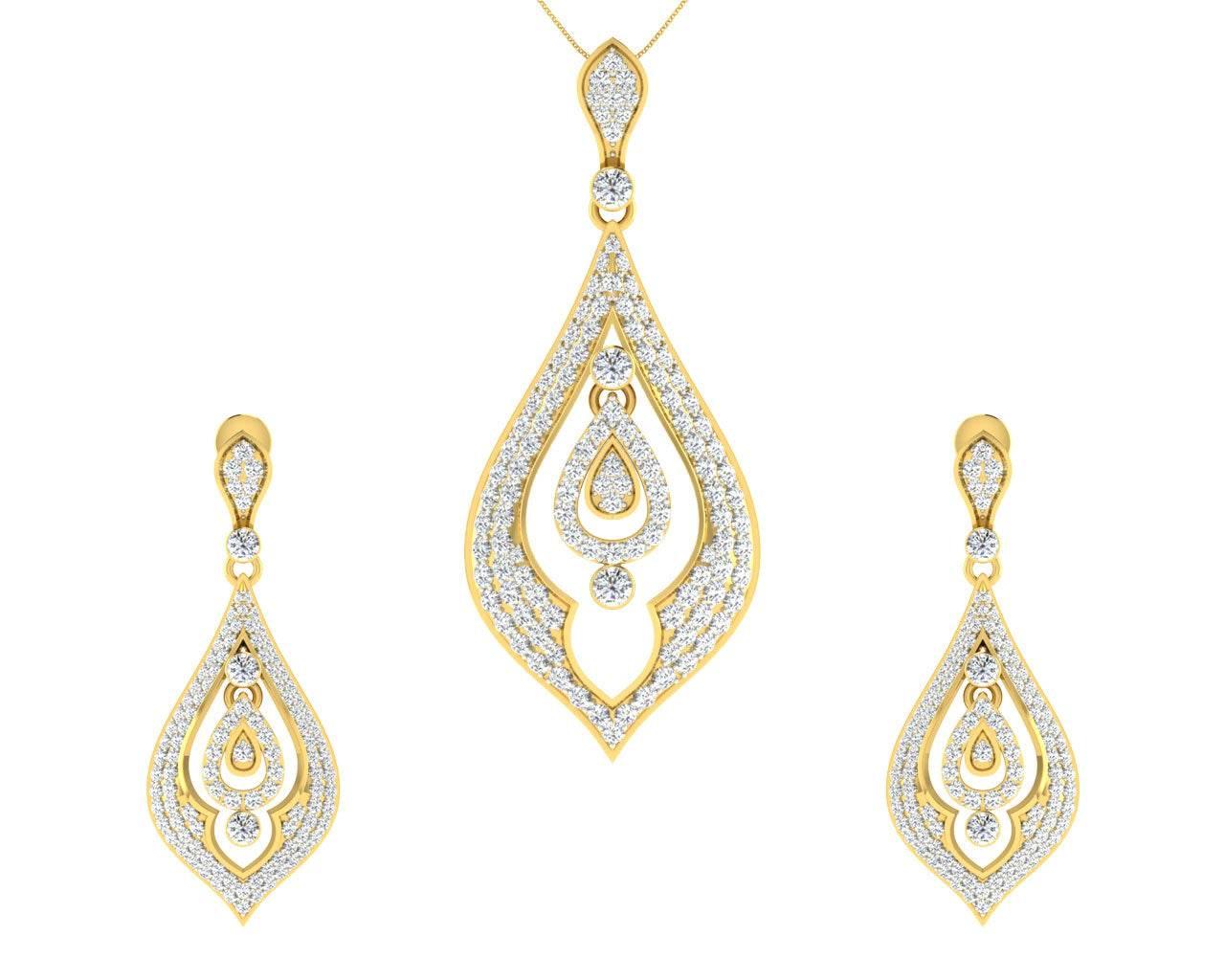 Nomi Brilliant Diamond Pendant & Earrings Set - Jewelslane