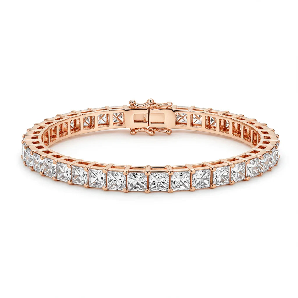 Nona Princess Cut Lab Grown Diamonds Tennis Bracelet - Jewelslane