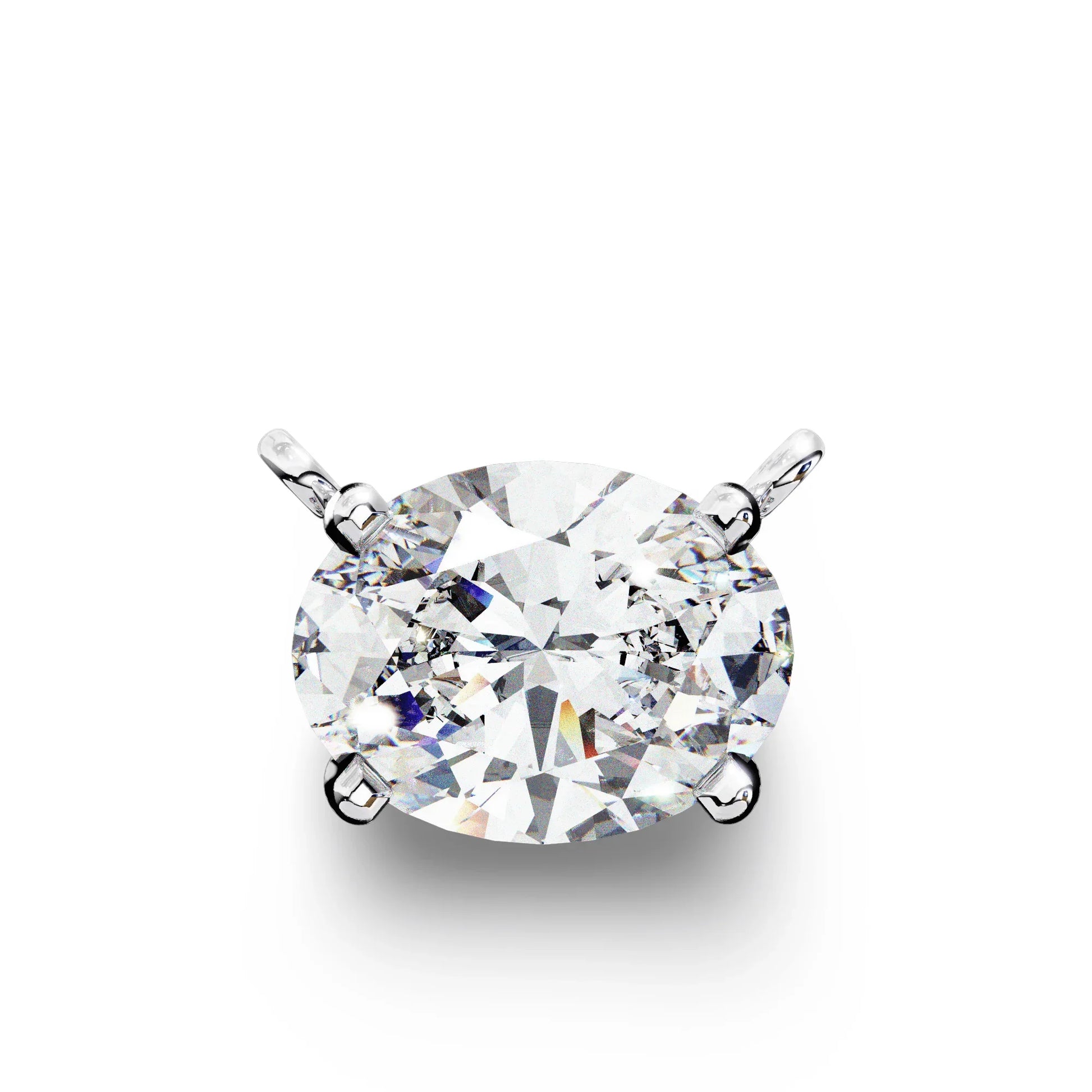 Olivia Oval Shape Lab Grown Diamond Solitaire Pendant on gold chain - Jewelslane