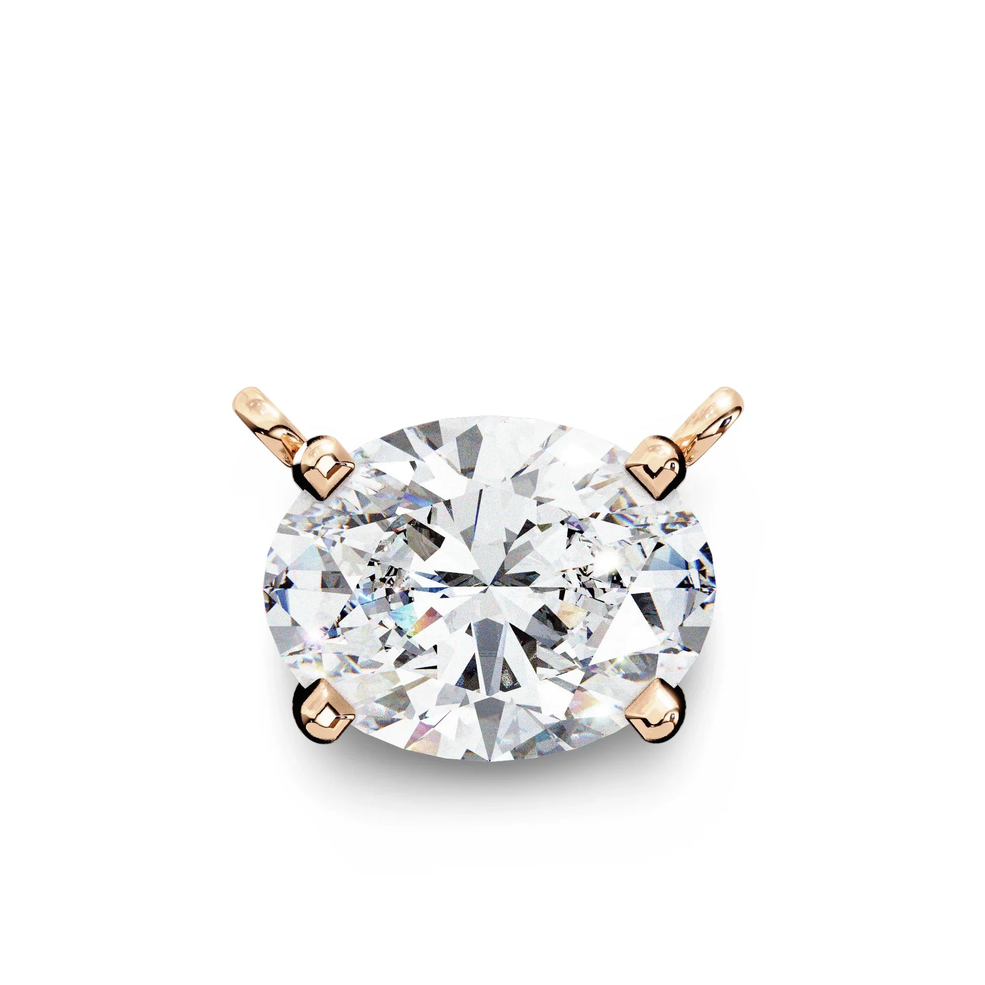 Olivia Oval Shape Lab Grown Diamond Solitaire Pendant on gold chain - Jewelslane