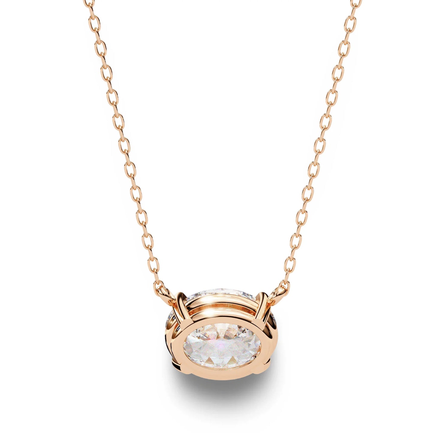 Olivia Oval Shape Lab Grown Diamond Solitaire Pendant on gold chain - Jewelslane
