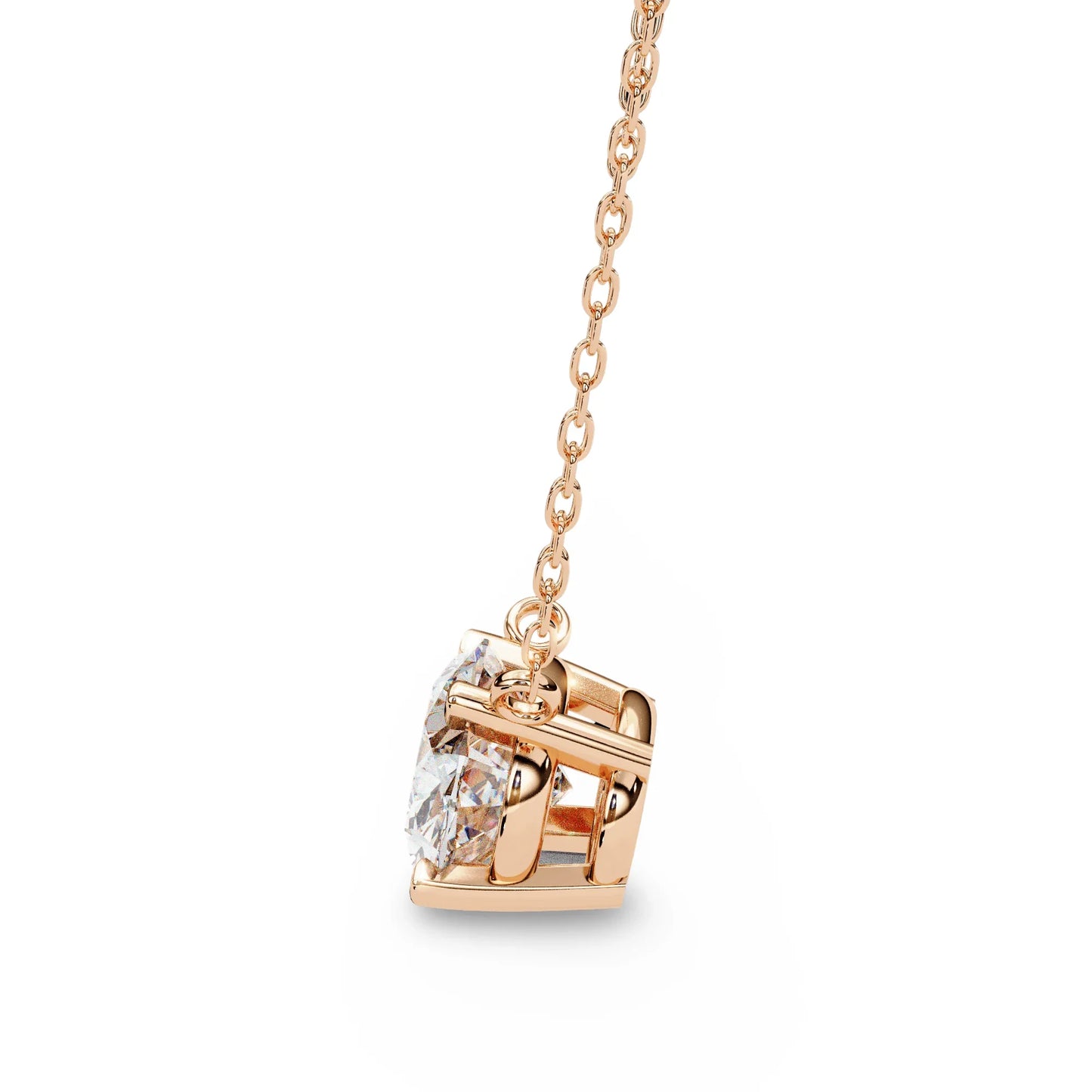 Olivia Oval Shape Lab Grown Diamond Solitaire Pendant on gold chain - Jewelslane