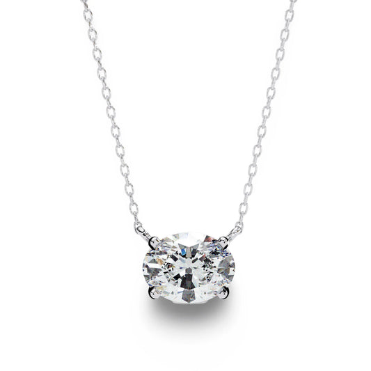 Olivia Oval Shape Lab Grown Diamond Solitaire Pendant on gold chain - Jewelslane