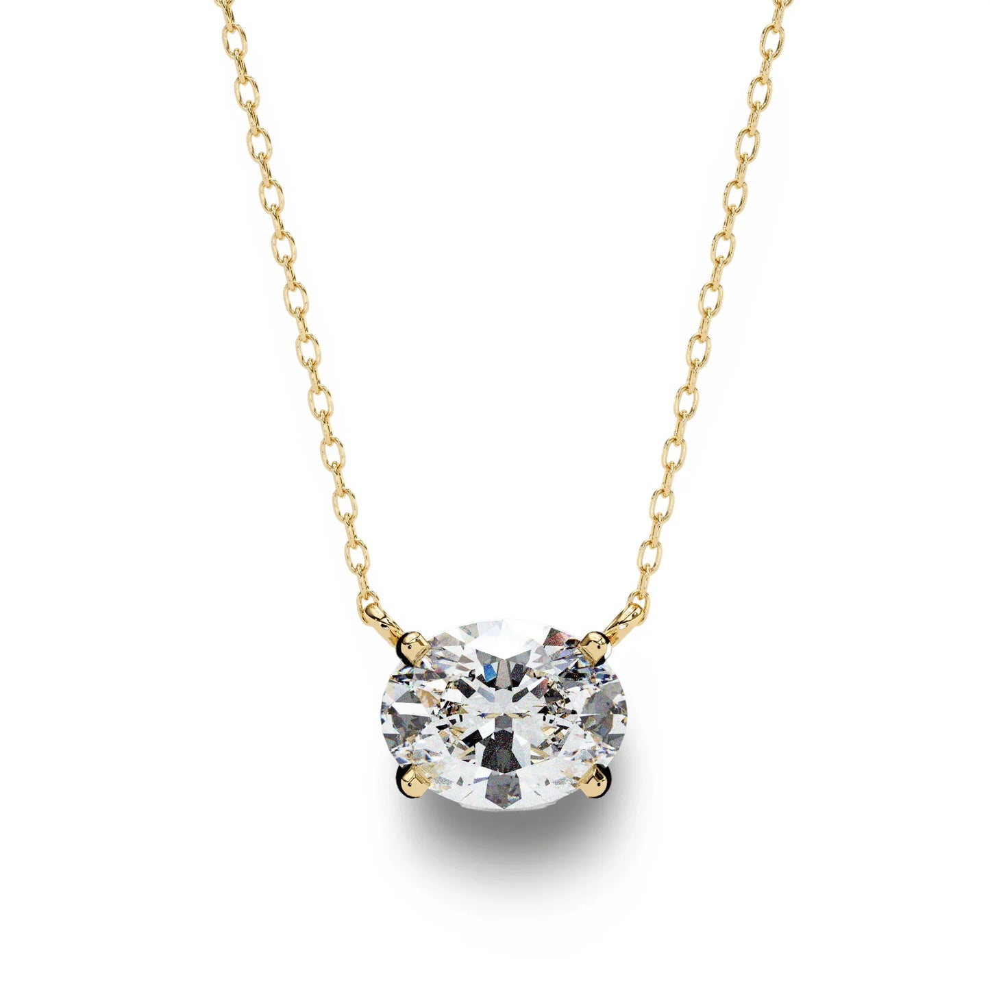 Olivia Oval Shape Lab Grown Diamond Solitaire Pendant on gold chain - Jewelslane