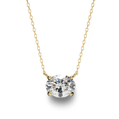 Olivia Oval Shape Lab Grown Diamond Solitaire Pendant on gold chain - Jewelslane