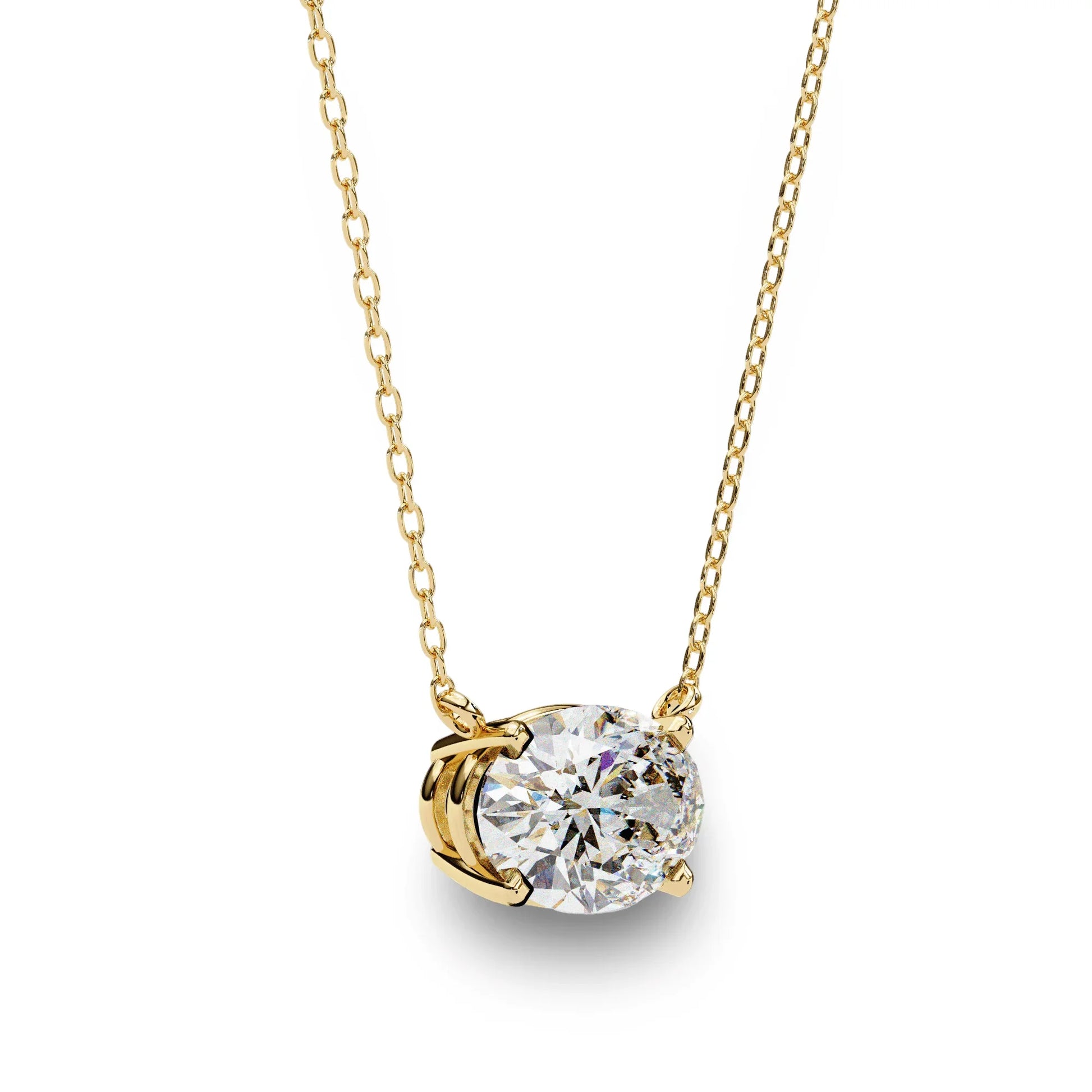 Olivia Oval Shape Lab Grown Diamond Solitaire Pendant on gold chain - Jewelslane