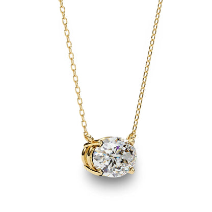 Olivia Oval Shape Lab Grown Diamond Solitaire Pendant on gold chain - Jewelslane