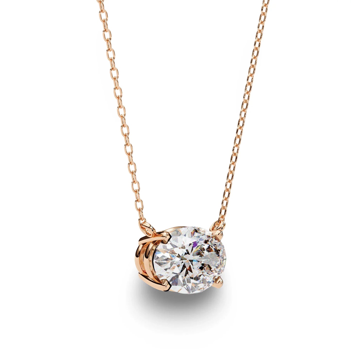 Olivia Oval Shape Lab Grown Diamond Solitaire Pendant on gold chain - Jewelslane