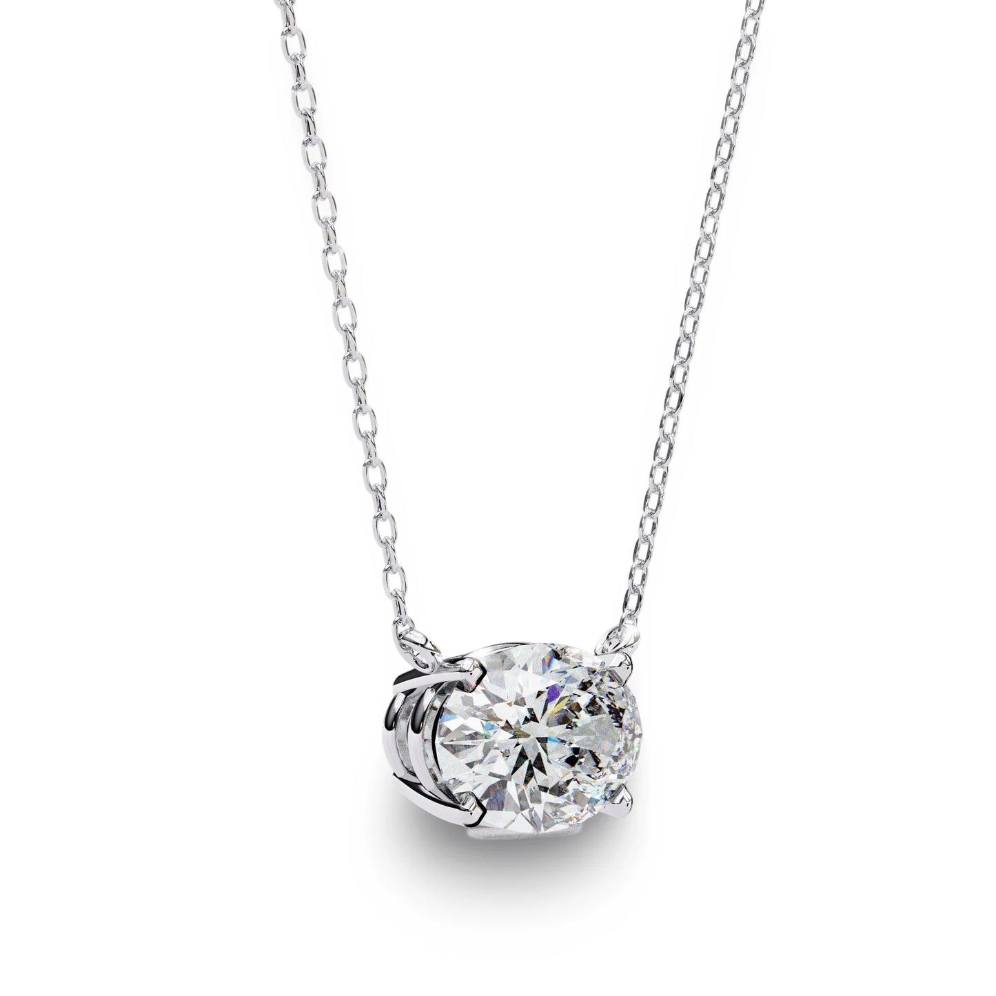 Olivia Oval Shape Lab Grown Diamond Solitaire Pendant on gold chain - Jewelslane