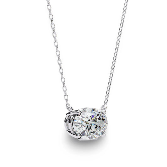 Olivia Oval Shape Lab Grown Diamond Solitaire Pendant on gold chain - Jewelslane