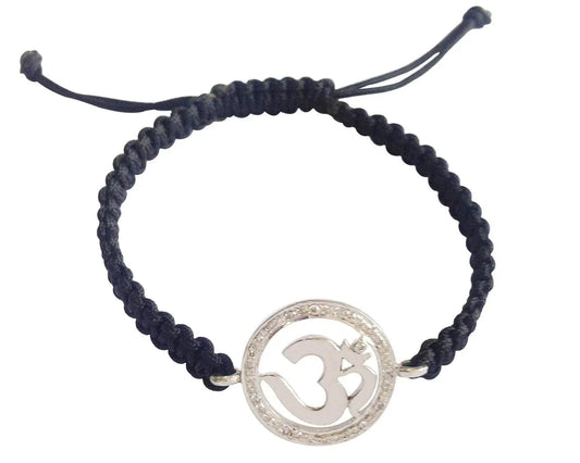 Diamond Studded Elegant Om Bracelet in 92.5 Silver - Jewelslane