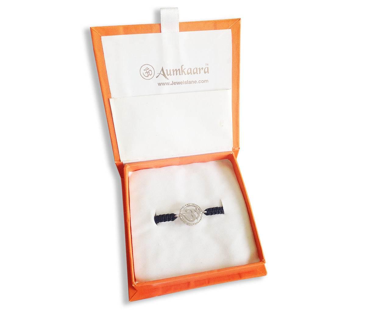 Diamond Studded Elegant Om Bracelet in 92.5 Silver - Jewelslane