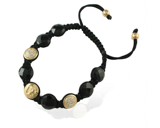 Om Bracelet with Onyx in Gold - Jewelslane