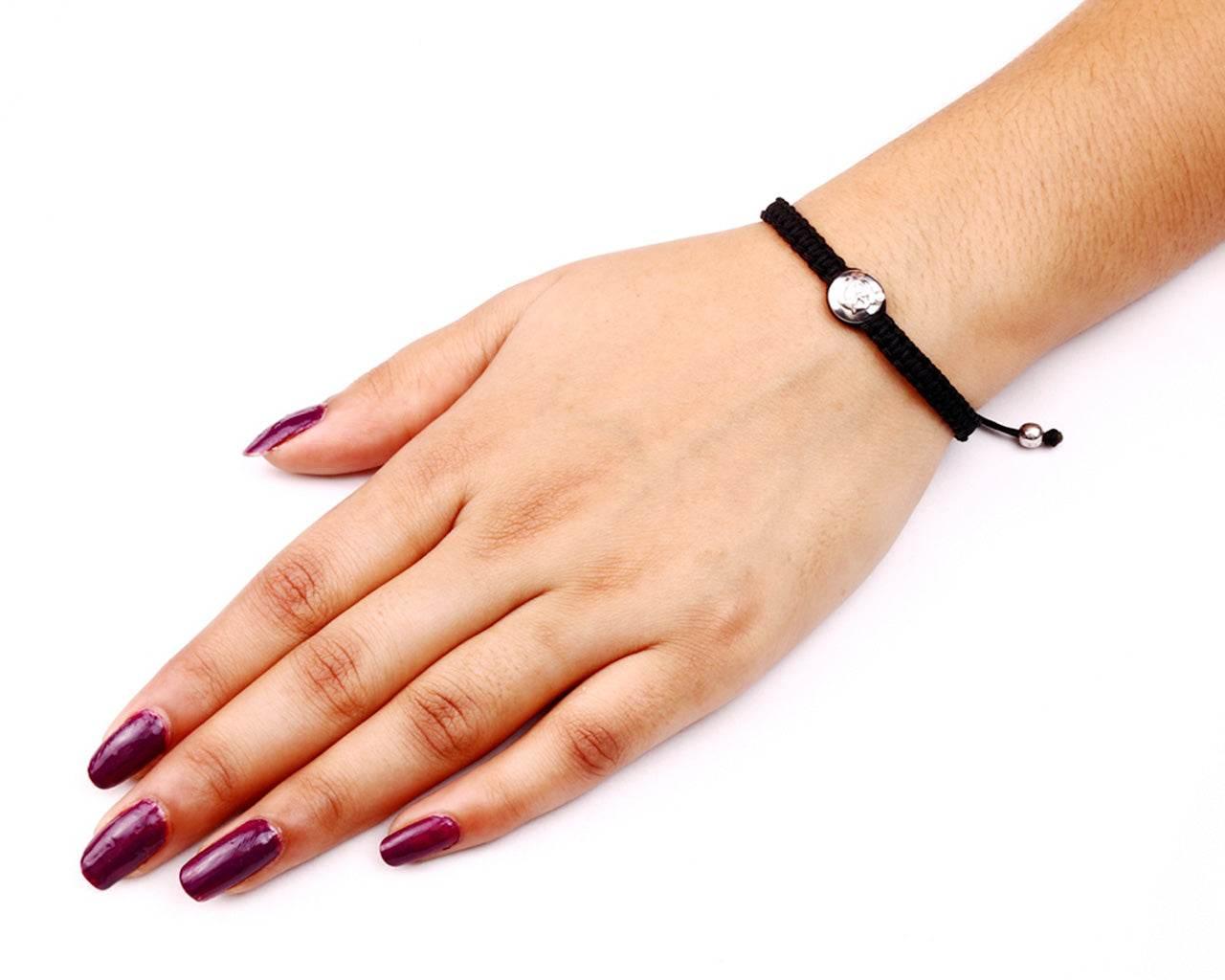 Om Braided Bracelet with Diamond in Silver - Jewelslane