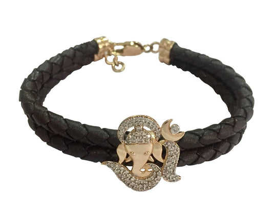 Om Ganesh 14k Gold & Certified Diamond Bracelet for Men - Jewelslane