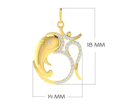 Om Ganesh in Gold & diamonds Pendant - Jewelslane