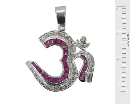 Om Pendant with Rubies and Diamonds - Jewelslane