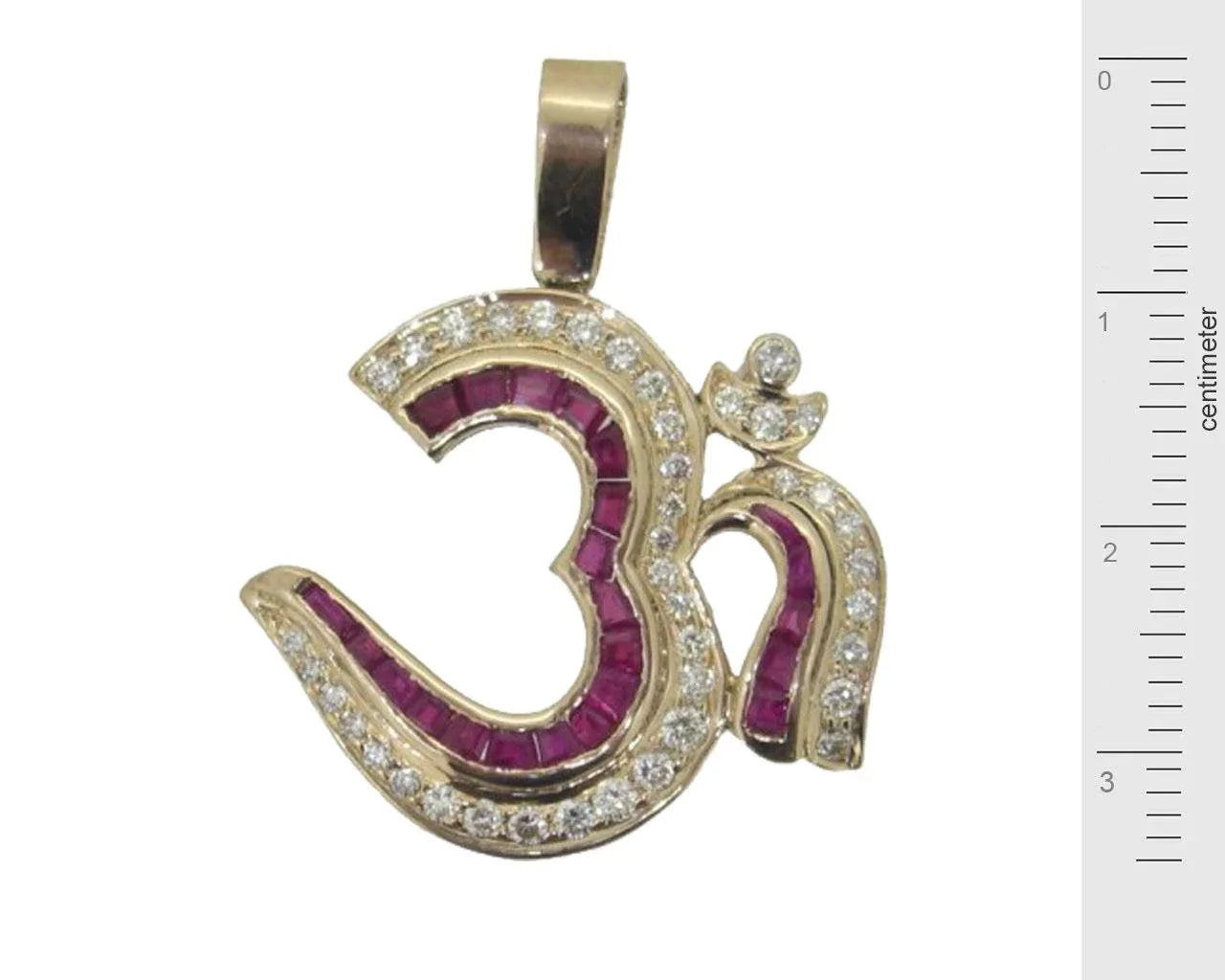 Om Pendant with Rubies in Gold - Jewelslane