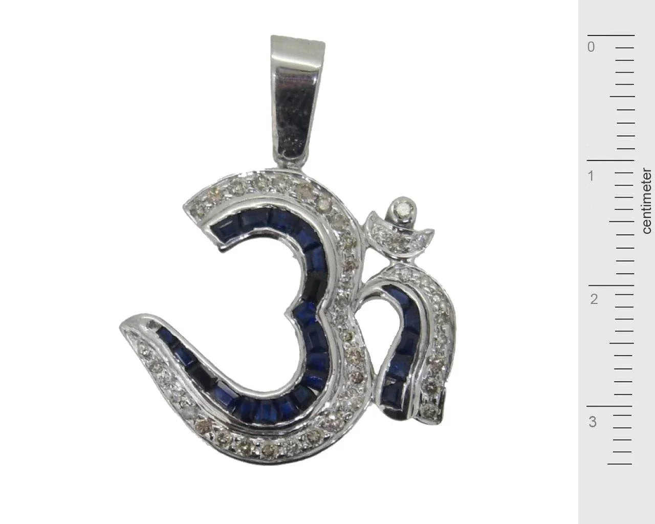 Om Pendant with Sapphire & Diamonds - Jewelslane