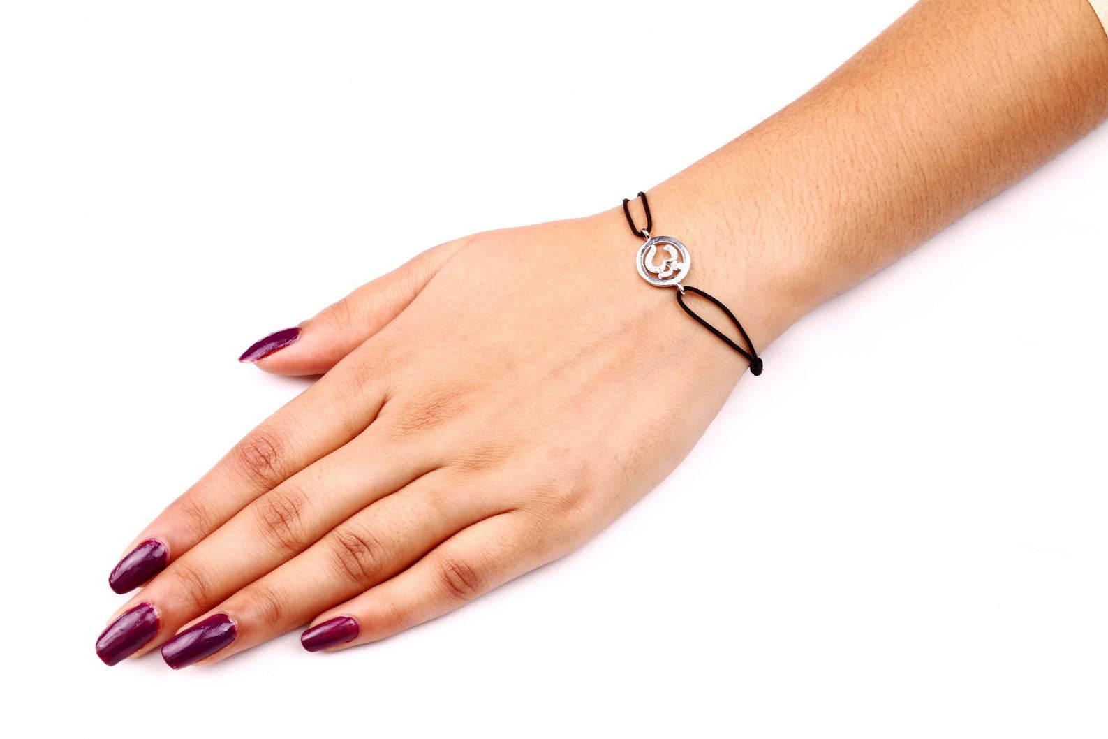 Om Single Diamond Bracelet Silver - Jewelslane
