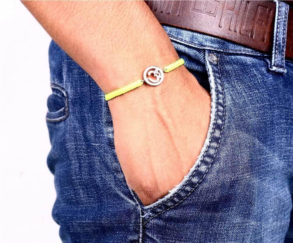 Om Single Diamond Bracelet Silver - Jewelslane
