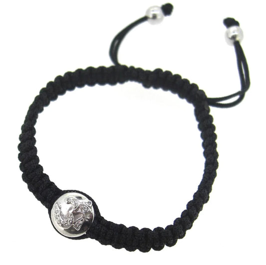 Om Bracelet with 14 Diamonds Braided in Nylon Thread - Jewelslane