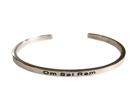 Om Sai Ram Cuff Bracelet in Silver - Jewelslane