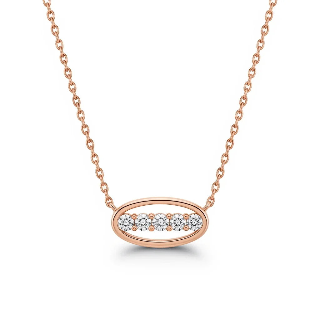 Oma Round Brilliant Lab Diamonds Oval shape pendant necklace - Jewelslane