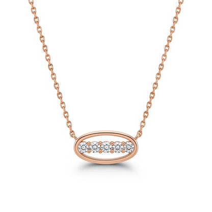 Oma Round Brilliant Lab Diamonds Oval shape pendant necklace - Jewelslane
