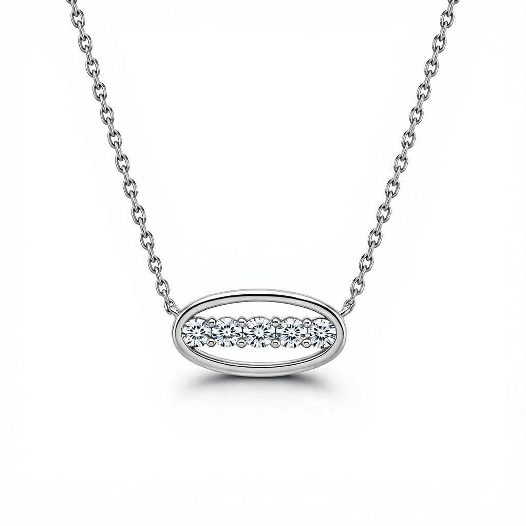 Oma Round Brilliant Lab Diamonds Oval shape pendant necklace - Jewelslane