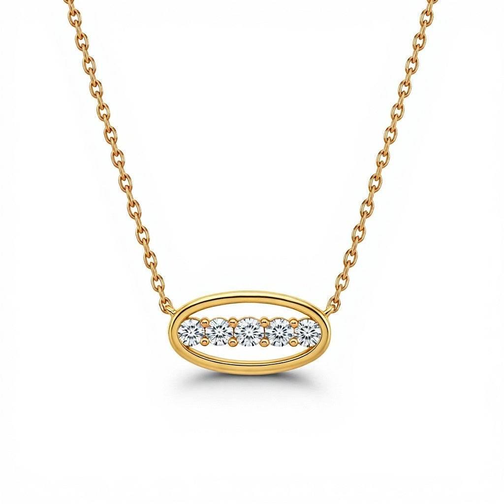 Oma Round Brilliant Lab Diamonds Oval shape pendant necklace - Jewelslane