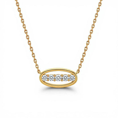 Oma Round Brilliant Lab Diamonds Oval shape pendant necklace - Jewelslane