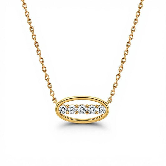 Oma Round Brilliant Lab Diamonds Oval shape pendant necklace - Jewelslane