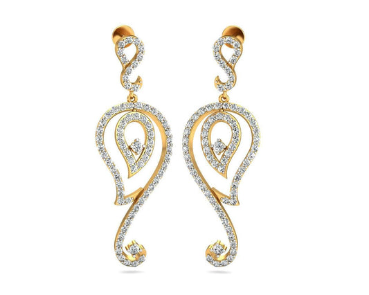 Paisley Diamond Earrings in Gold - Jewelslane
