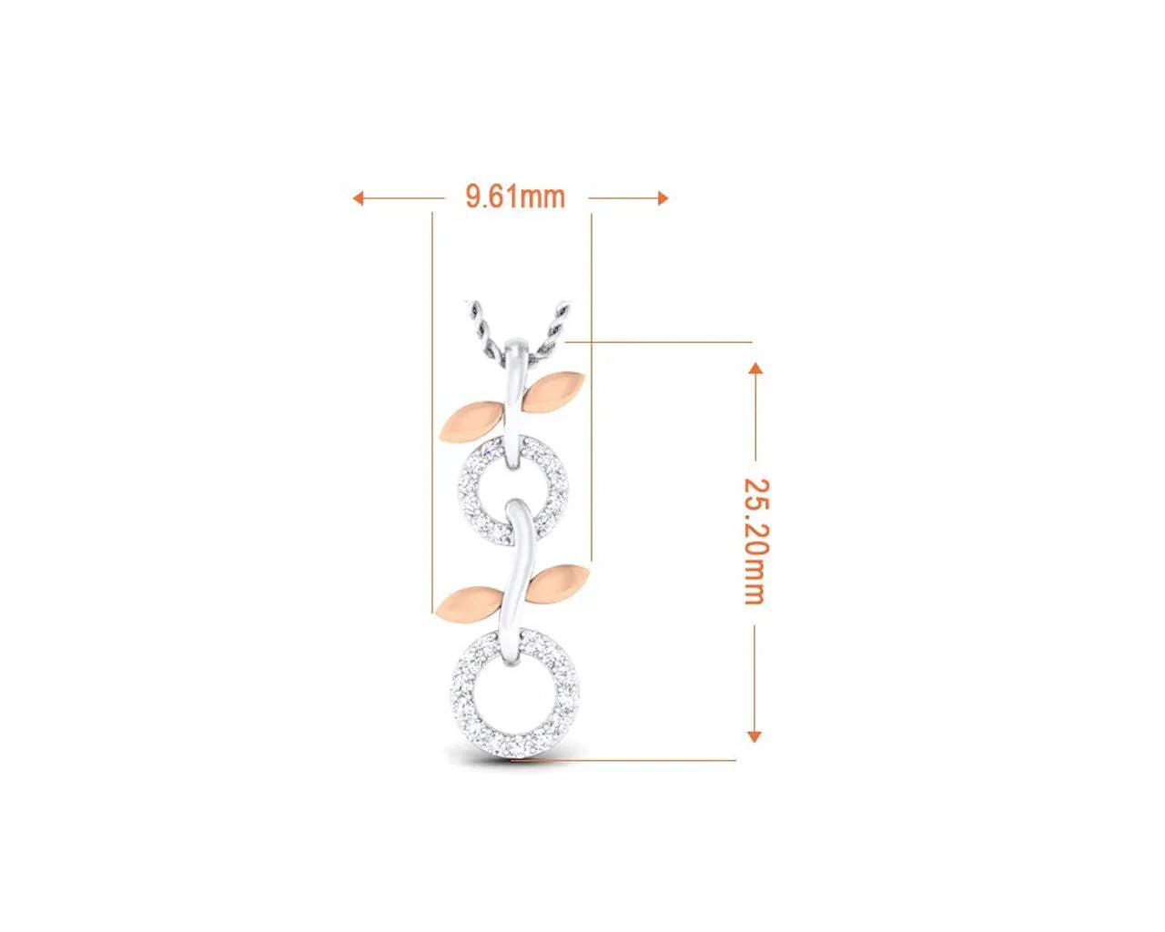 Paula Two tone 18k white & rose gold pendant with diamonds - Jewelslane