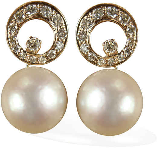 Diamond Earrings with Pearl Drop - Jewelslane
