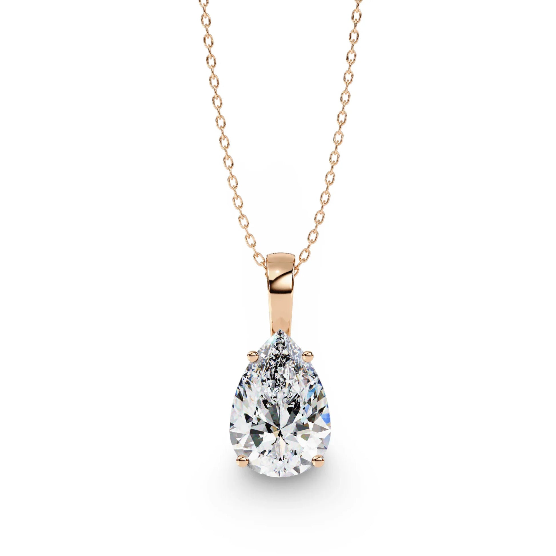 Perry Pear shape Lab Grown Diamond Solitaire Pendant in Gold - Jewelslane