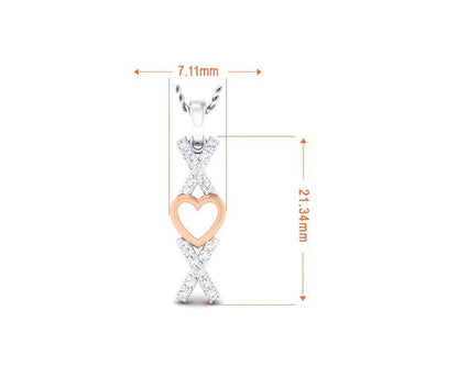 Phebe heart & Kisses Diamond Pendant in two tone 18k gold - Jewelslane