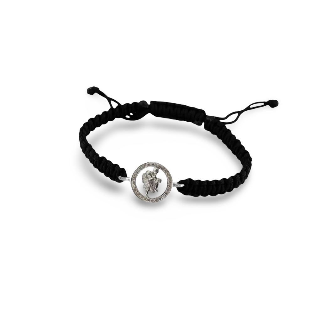 Hanuman Border Diamond Bracelet in Silver with 27 Diamonds - Jewelslane